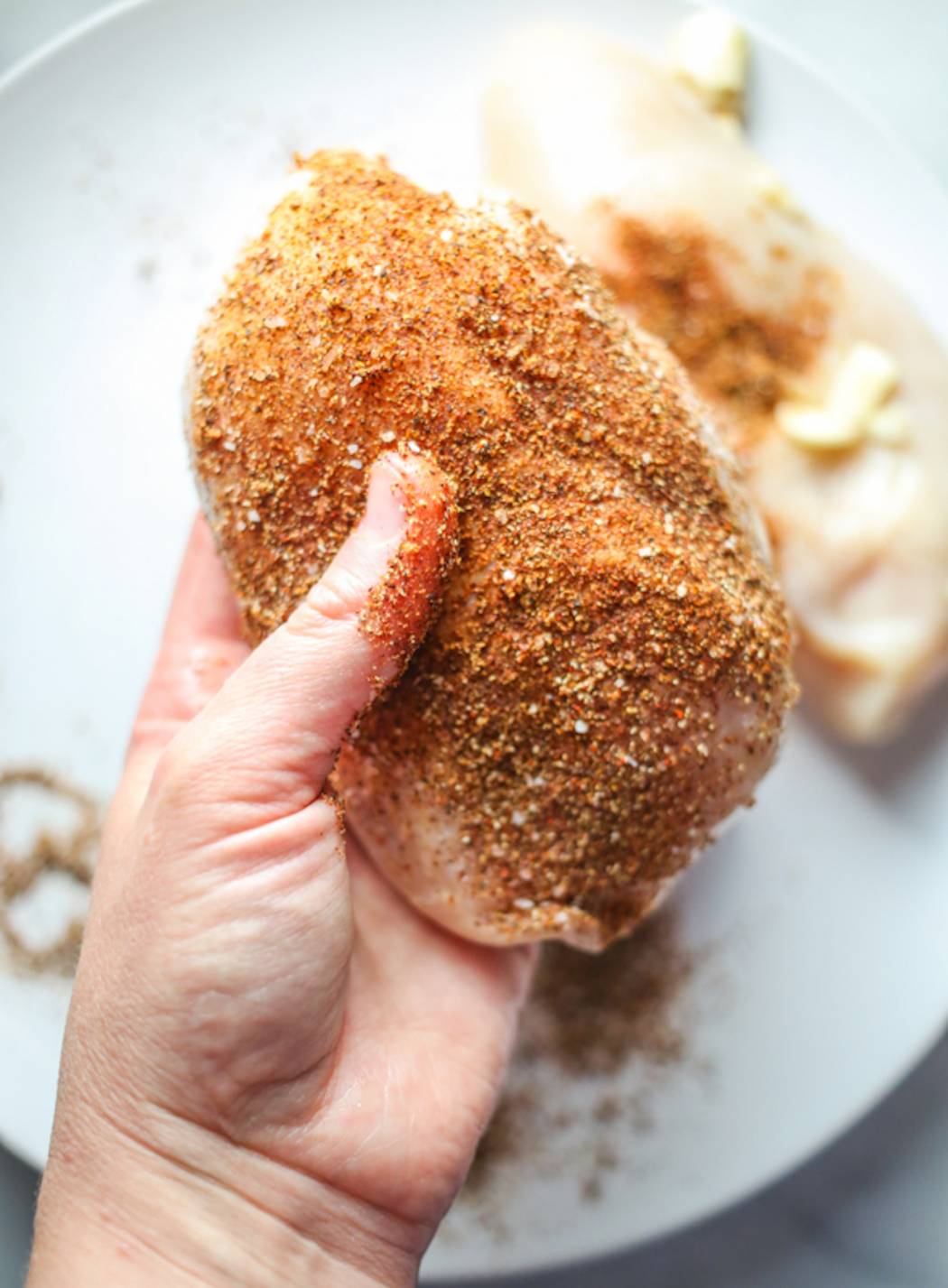 marinated chicken rubbed in spices