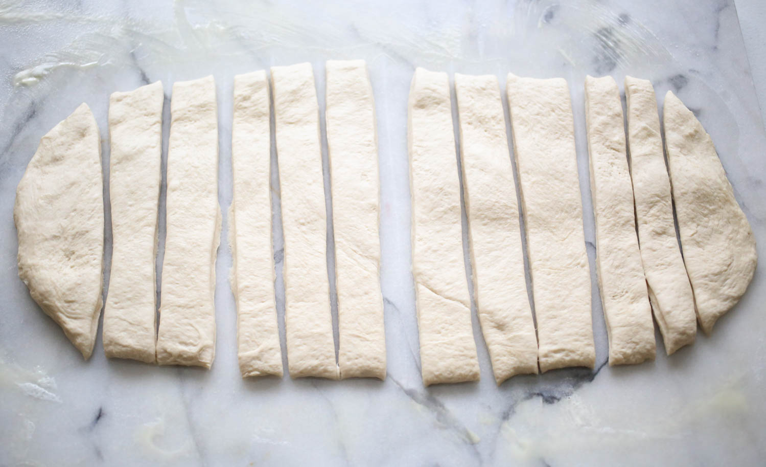 breadstick dough strips