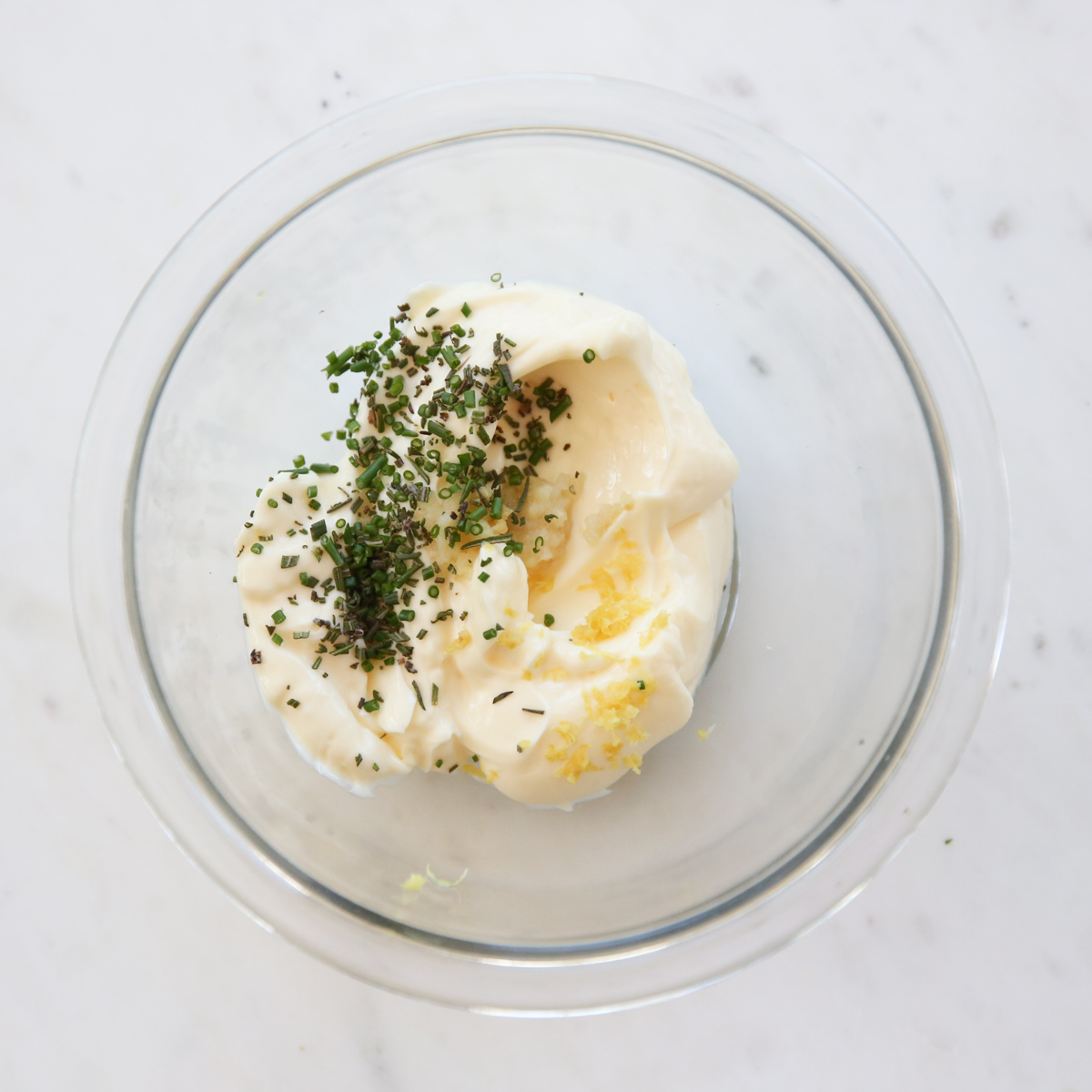 garlic herb lemon mayo in a bowl