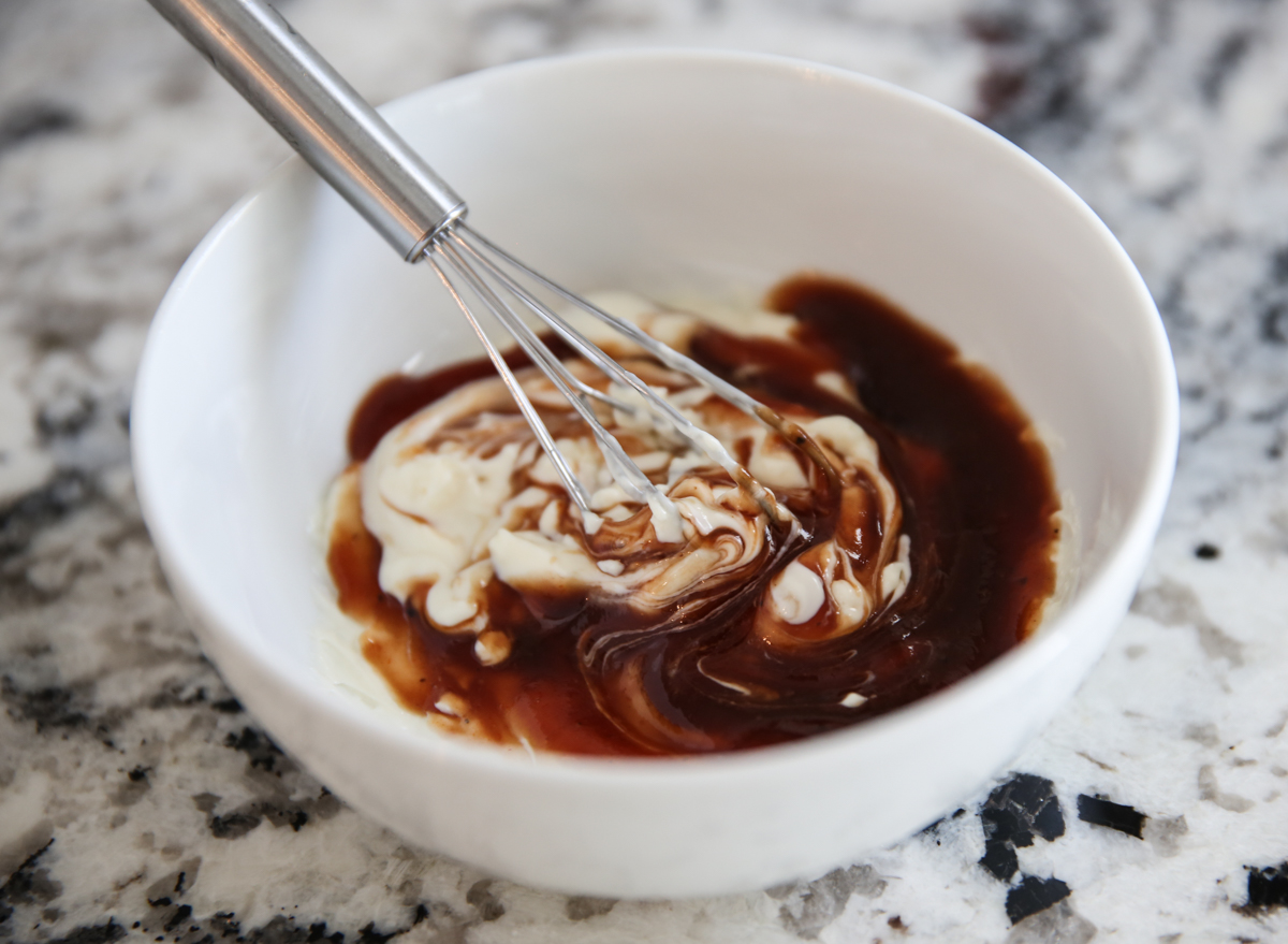 mayo and bbq sauce in a bowl