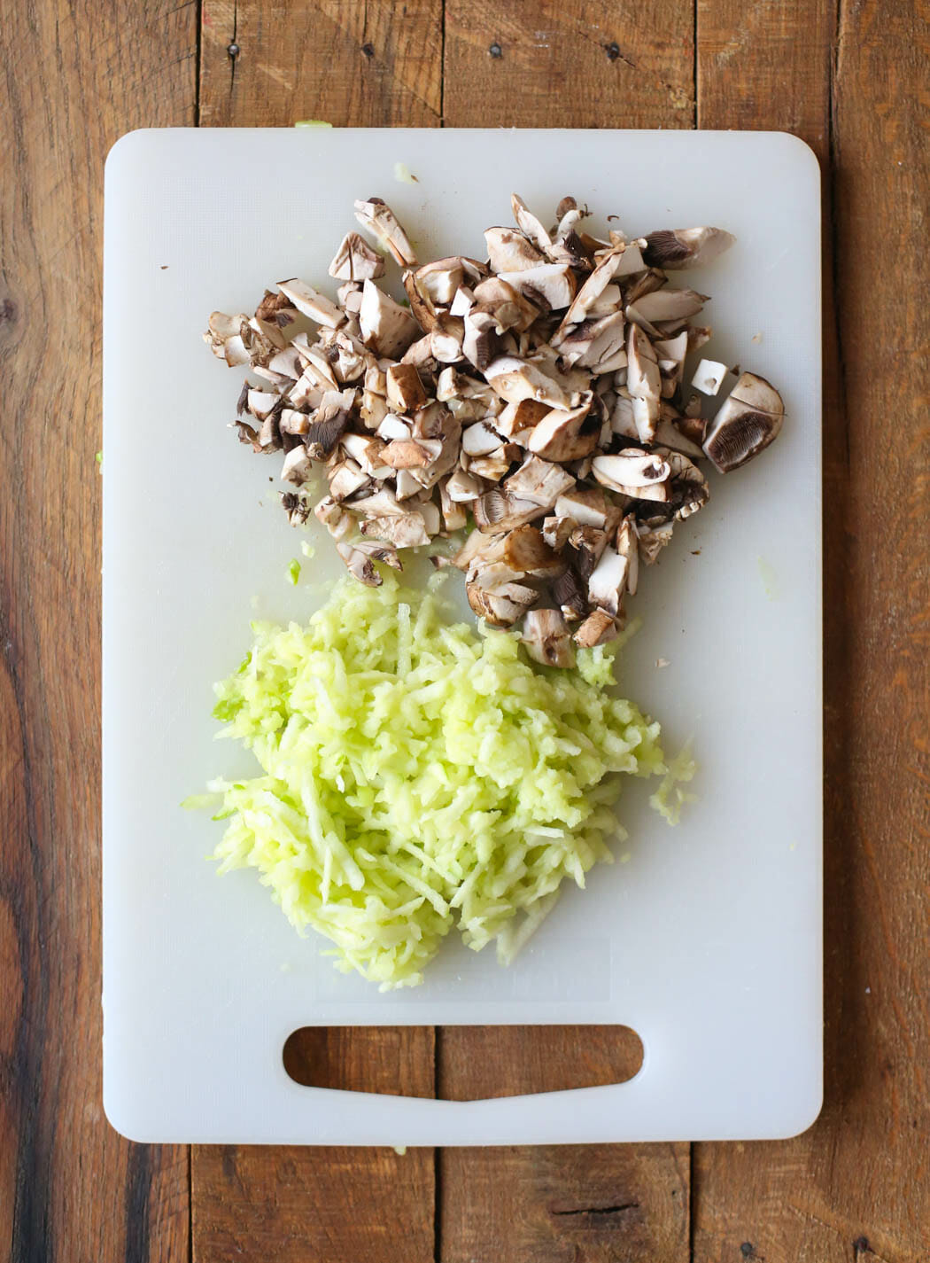 grated apples and chopped mushrooms for Italian sausage thanksgiving dressing from our best bites
