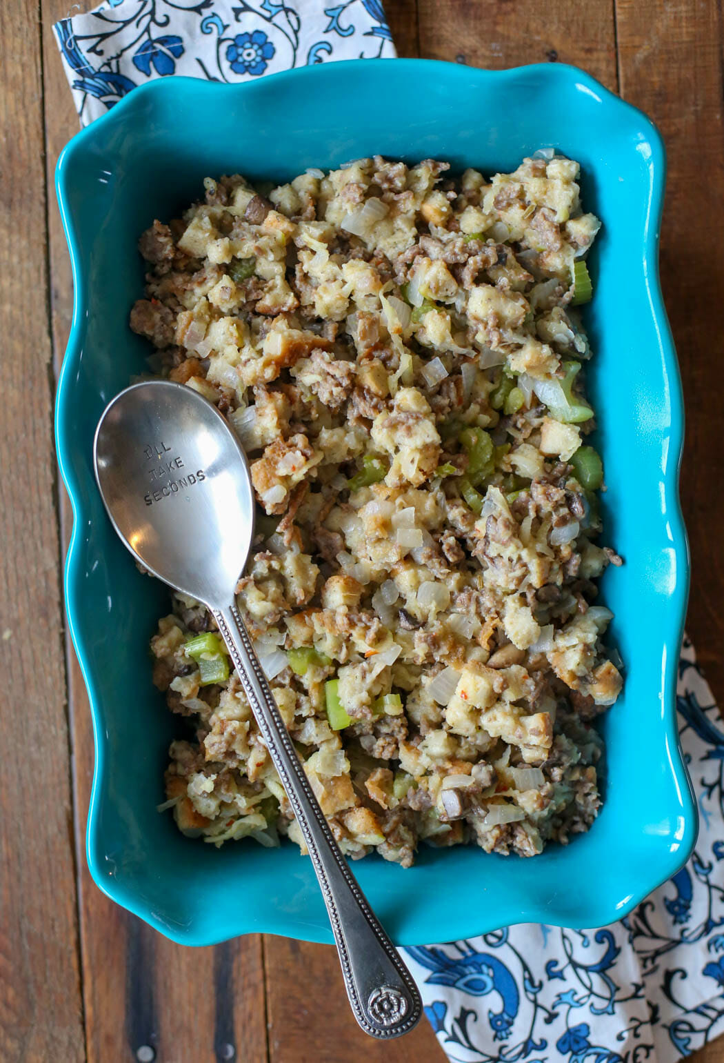 Italian sausage thanksgiving dressing from Our Best Bites