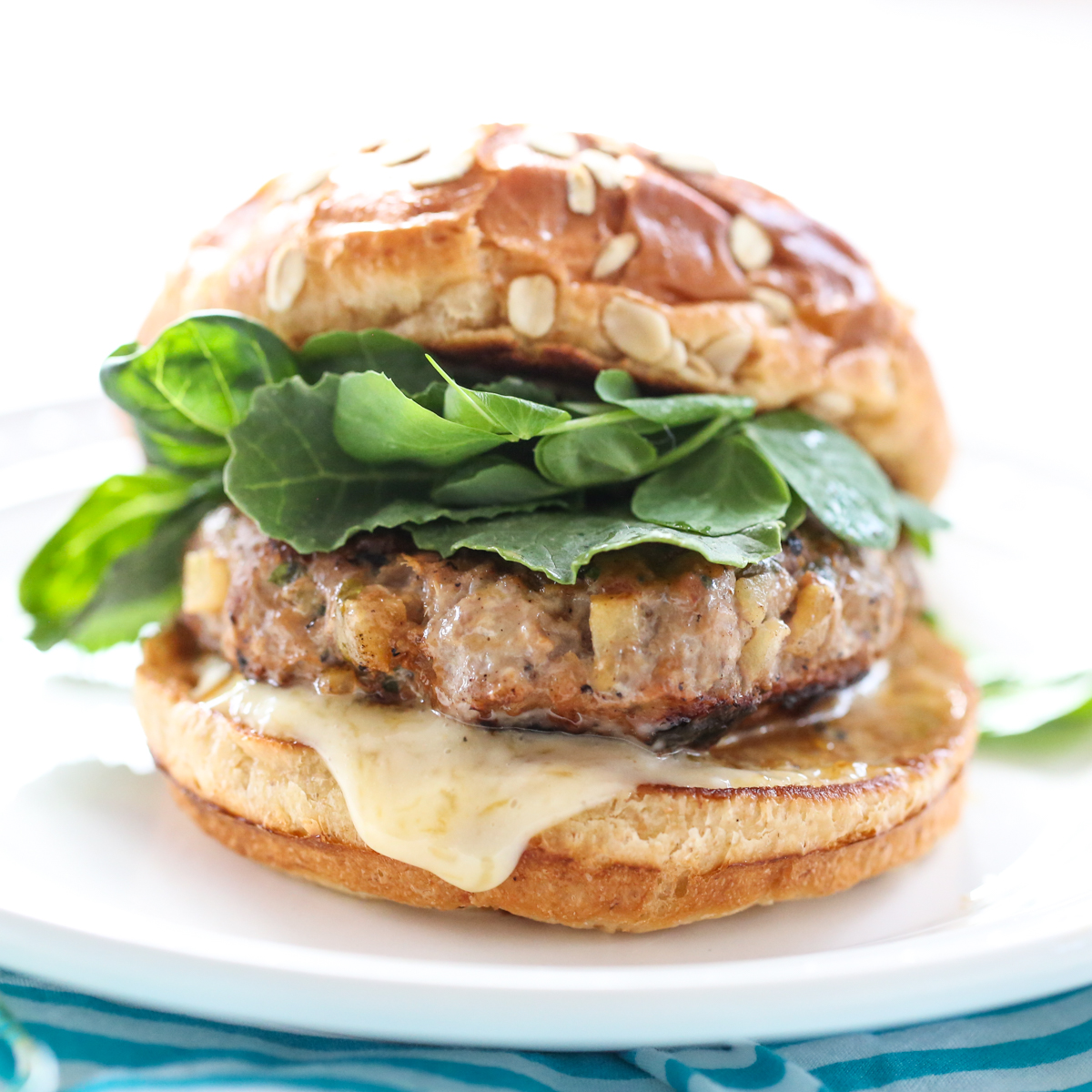 turkey burger with greens and cheese