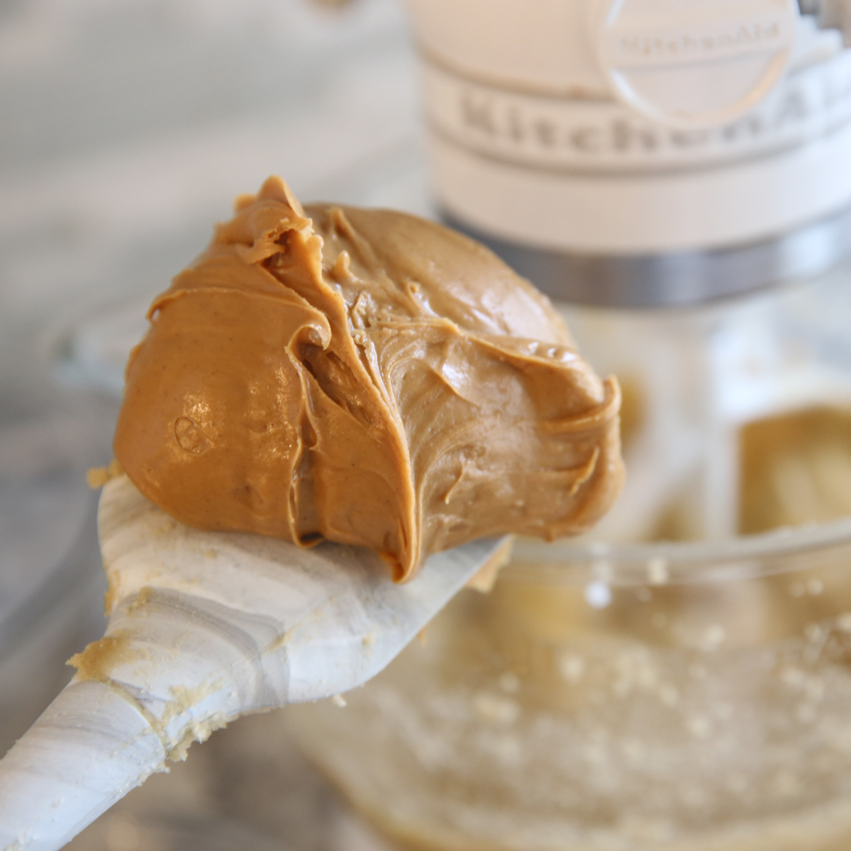 scoop of peanut butter on a spatula