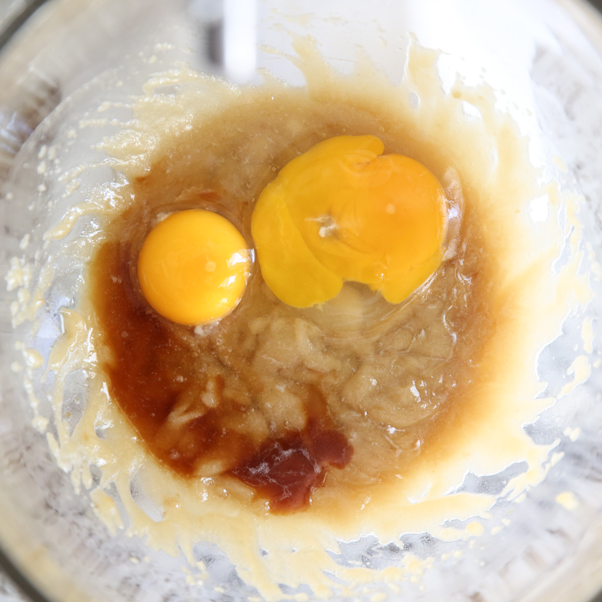 eggs getting mixed into cookie dough