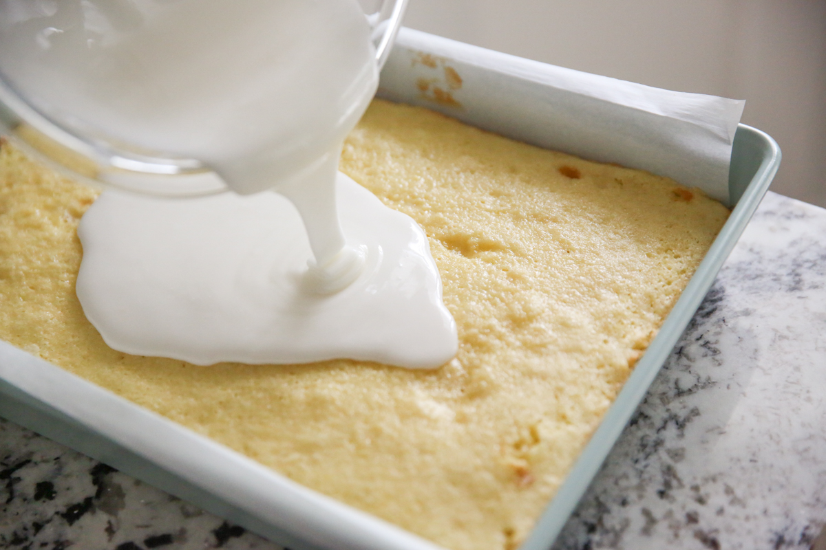 glazing a cake