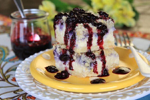 Blueberry Lemon Ricotta Cheesecake Bars from Our Best Bites
