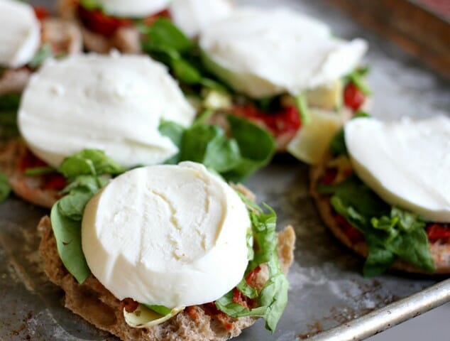 fresh mozzarella on english muffin pizzas