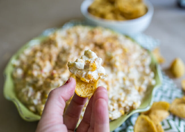 Green Chile and Cheese Corn Dip from Our Best Bites