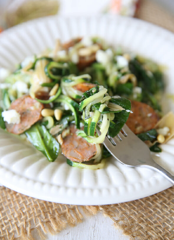 Zucchini Noodles and Chicken Sausage