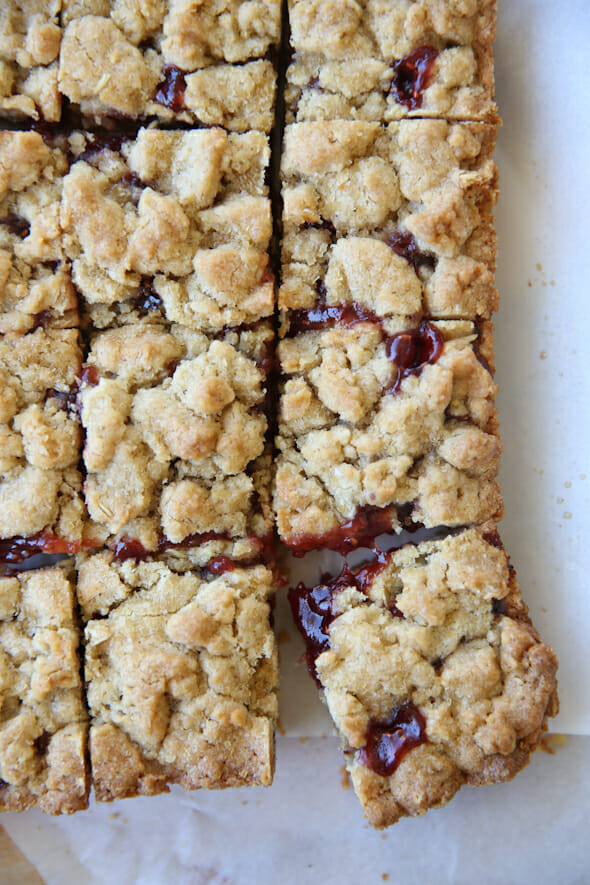 Cut Raspberry Almond Cookie Bars
