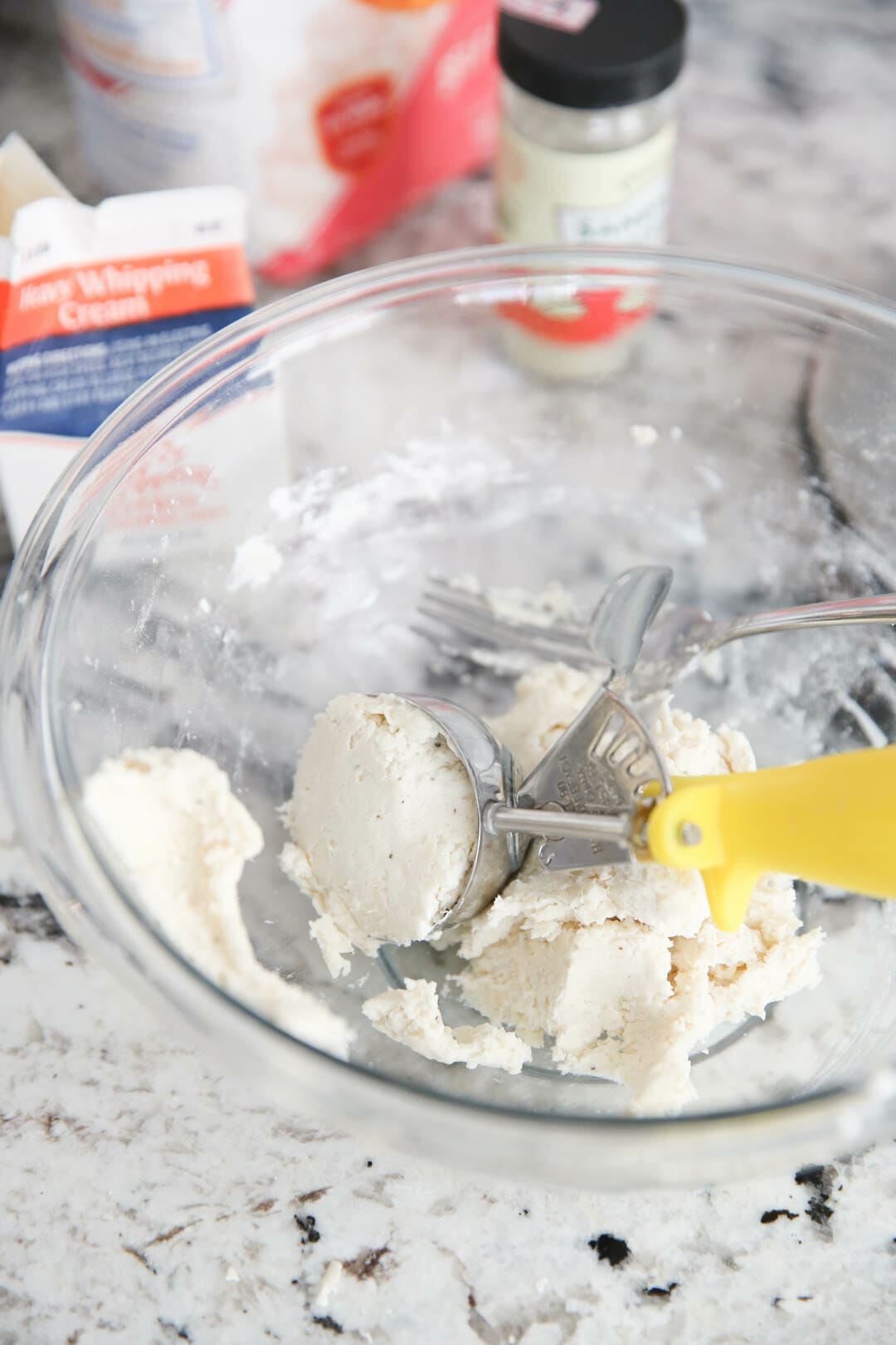 scooping biscuits