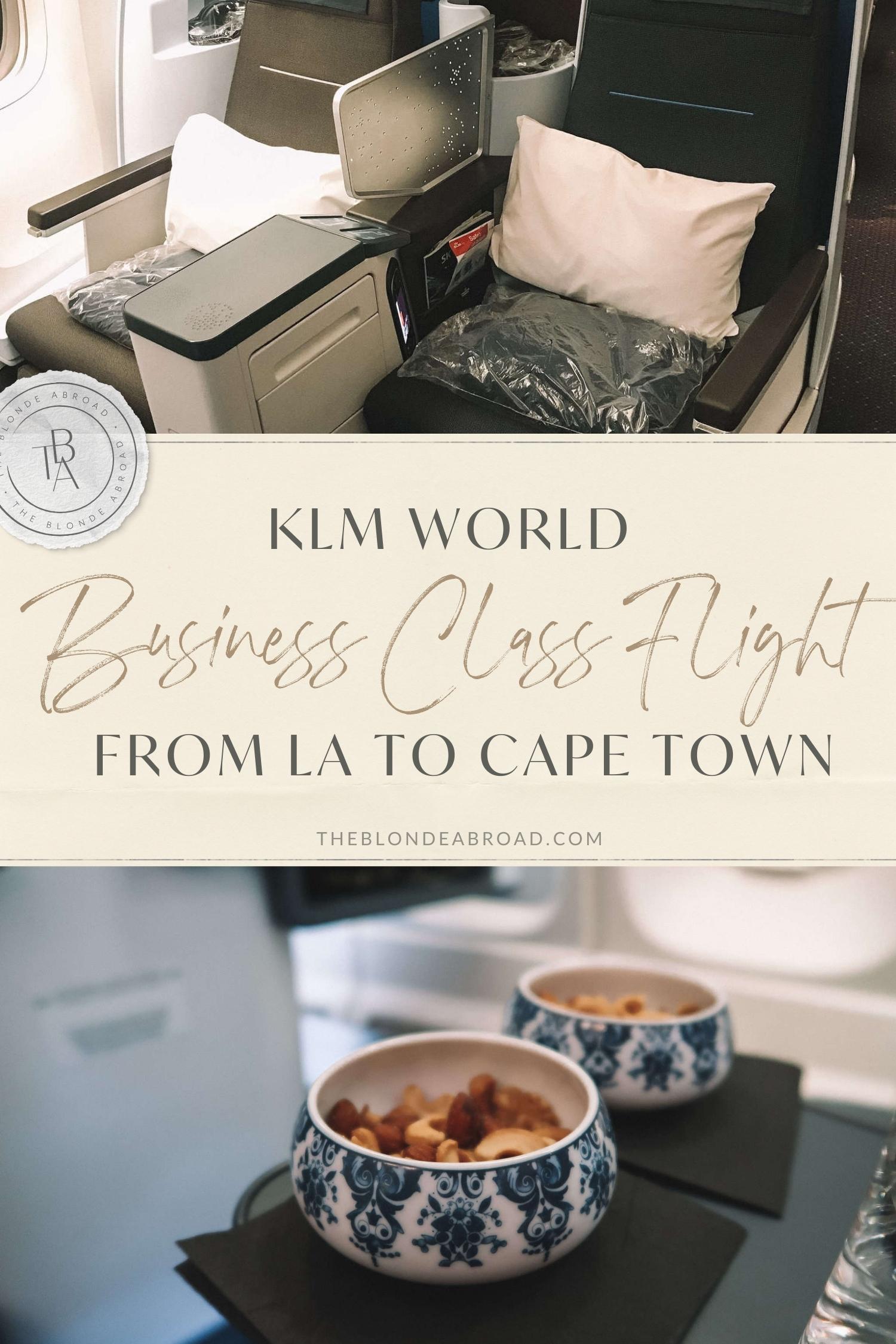 KLM World Business Class Flight from LA to Cape Town