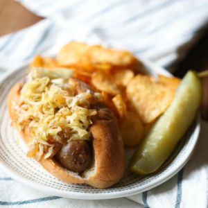 Bratwursts and Sauerkraut from Our Best Bites