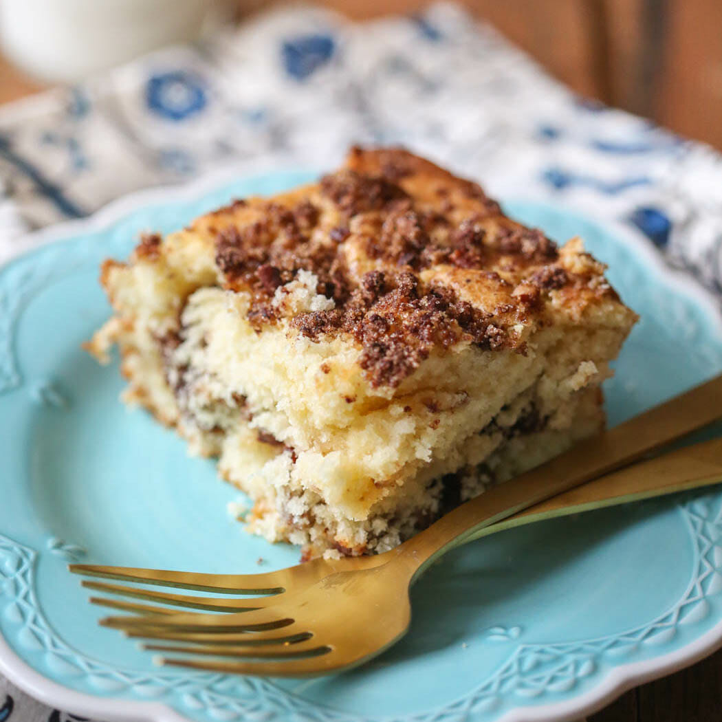 sour cream coffee cake close up our best bites