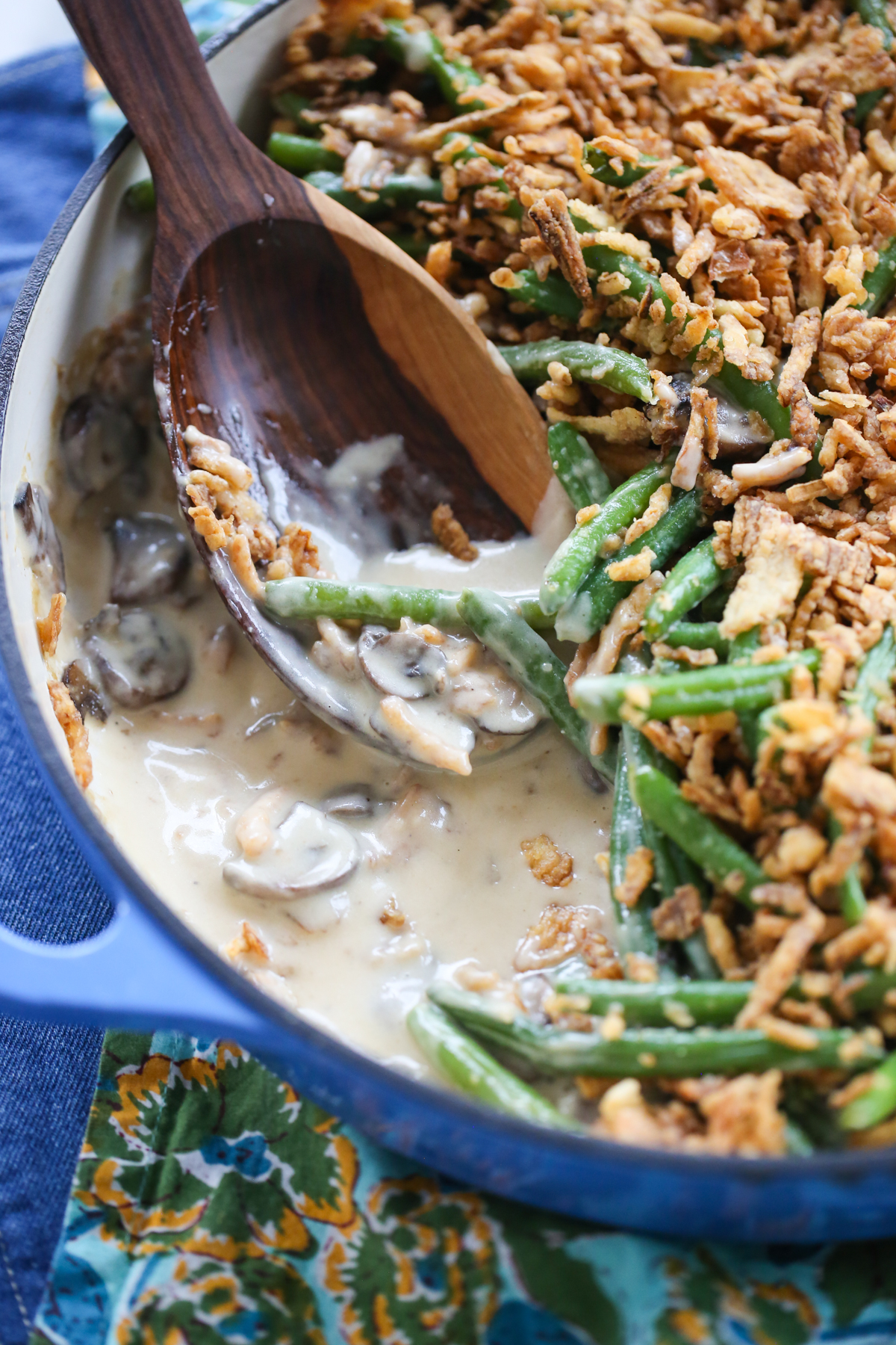 our best bites green bean casserole in a serving dish